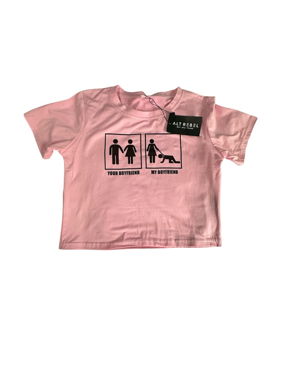 Pink Graphic Baby Tee - 'Your Boyfriend / My Boyfriend' - XL